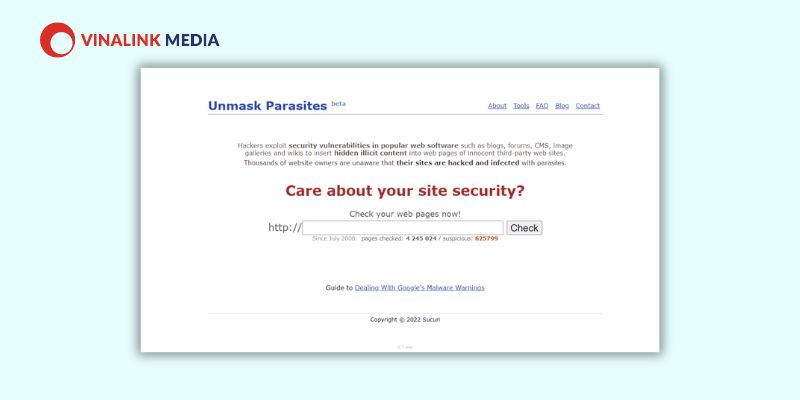 Công cụ kiểm tra độ tin cậy của trang web UnMask Parasites
